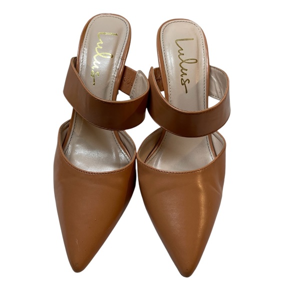 LULU'S Faire Tan High Heeled Mules Shoes Pointed Toe - Size 7 - Picture 2 of 12